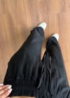 Keten Siyah Bağlamalı Pantolon