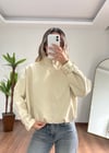 Krem Deri Bomber Ceket