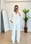 Lady Beyaz Dokulu Kimono Gömlek
