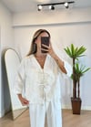 Lady Beyaz Dokulu Kimono Gömlek
