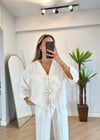 Lady Beyaz Dokulu Kimono Gömlek
