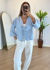 Lady Mavi Dokulu Kimono Gömlek