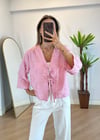 Lady Pembe Dokulu Kimono Gömlek