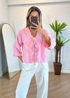Lady Pembe Dokulu Kimono Gömlek