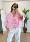 Lady Pembe Dokulu Kimono Gömlek