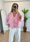 Lady Pembe Dokulu Kimono Gömlek