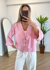 Lady Pembe Dokulu Kimono Gömlek