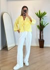 Lady Sarı Dokulu Kimono Gömlek