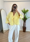 Lady Sarı Dokulu Kimono Gömlek