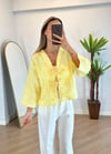 Lady Sarı Dokulu Kimono Gömlek