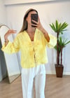 Lady Sarı Dokulu Kimono Gömlek