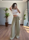 Lara Bağlamalı Yeşil Pantolon