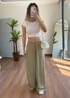 Lara Bağlamalı Yeşil Pantolon