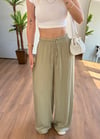 Lara Bağlamalı Yeşil Pantolon
