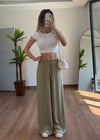 Lara Bağlamalı Yeşil Pantolon