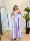 Lery Lila Askılı Tam Boy Elbise