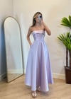 Lery Lila Askılı Tam Boy Elbise