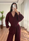 Levida Müslin Bordo Takım