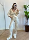 Linda Saten Gold Gömlek Takım