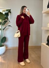 Lucy Şal Yaka Bordo Takım