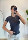 Mary Yarım Kollu Antrasit Pamuklu Body