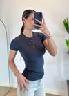 Mary Yarım Kollu Antrasit Pamuklu Body
