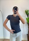Mary Yarım Kollu Antrasit Pamuklu Body