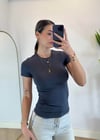 Mary Yarım Kollu Antrasit Pamuklu Body