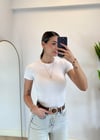 Mary Yarım Kollu Beyaz Pamuklu Body