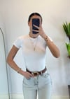 Mary Yarım Kollu Beyaz Pamuklu Body