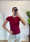 Mary Yarım Kollu Bordo Pamuklu  Body