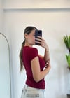 Mary Yarım Kollu Bordo Pamuklu  Body