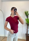 Mary Yarım Kollu Bordo Pamuklu  Body