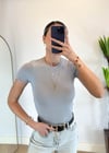 Mary Yarım Kollu Gri Pamuklu Body