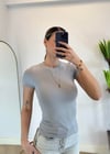Mary Yarım Kollu Gri Pamuklu Body