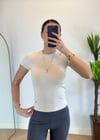 Mary Yarım Kollu Krem Pamuklu Body