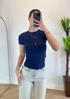 Mary Yarım Kollu Lacivert Pamuklu Body