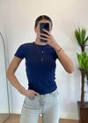 Mary Yarım Kollu Lacivert Pamuklu Body