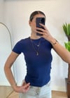 Mary Yarım Kollu Lacivert Pamuklu Body