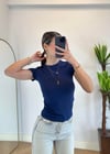 Mary Yarım Kollu Lacivert Pamuklu Body