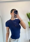 Mary Yarım Kollu Lacivert Pamuklu Body