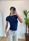 Mary Yarım Kollu Lacivert Pamuklu Body