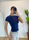Mary Yarım Kollu Lacivert Pamuklu Body