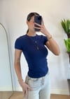 Mary Yarım Kollu Lacivert Pamuklu Body