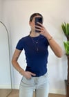 Mary Yarım Kollu Lacivert Pamuklu Body