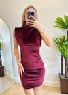 Meri Kadife Kırmızı Mini Elbise