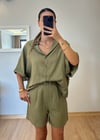 Mery Haki Kemerli Şort Gömlek Takım