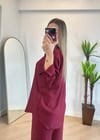 Milya Bordo Gömlek Takım