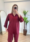 Milya Bordo Gömlek Takım
