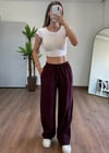 Modal Kumaş Bağlamalı Bordo Pantolon